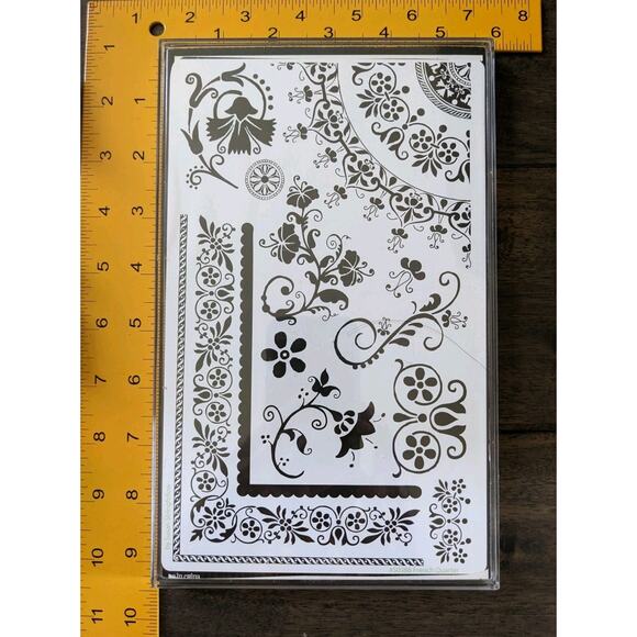 Set Cling Rubber Stamps Mandala Border Flower Petal Boxed Diy Card Making - Picture 1 of 5